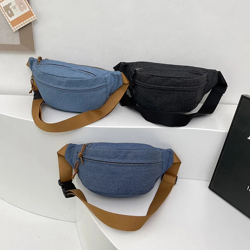 Chest Bag For Women Solid Color Waist Bags High Quality Women Shoulder Bag Denim Fabric Fanny Pack Crossbody Small Bag 250714