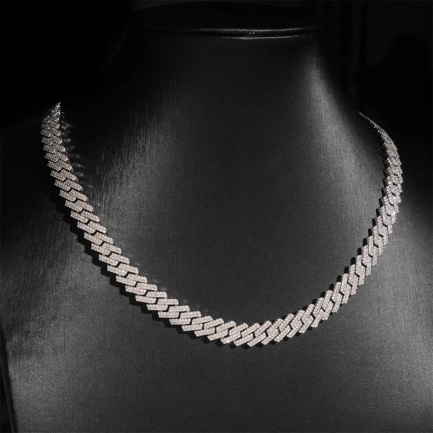 10MM Width Men Cuban Necklace Bracelet 925 Silver D Color VVS Moissanite Hip Hop Jewelry