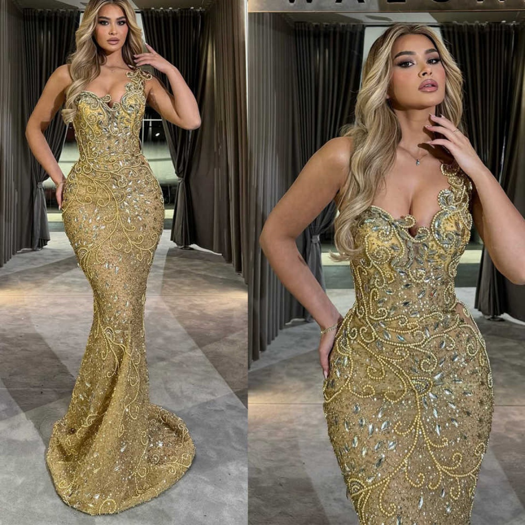 Classic Evening Dress Sequined Appliques Prom Gowns Full Sleeve Split Satin Bridal Gowns Sweep Train Robes De Mariee Plus Size Customized L251350