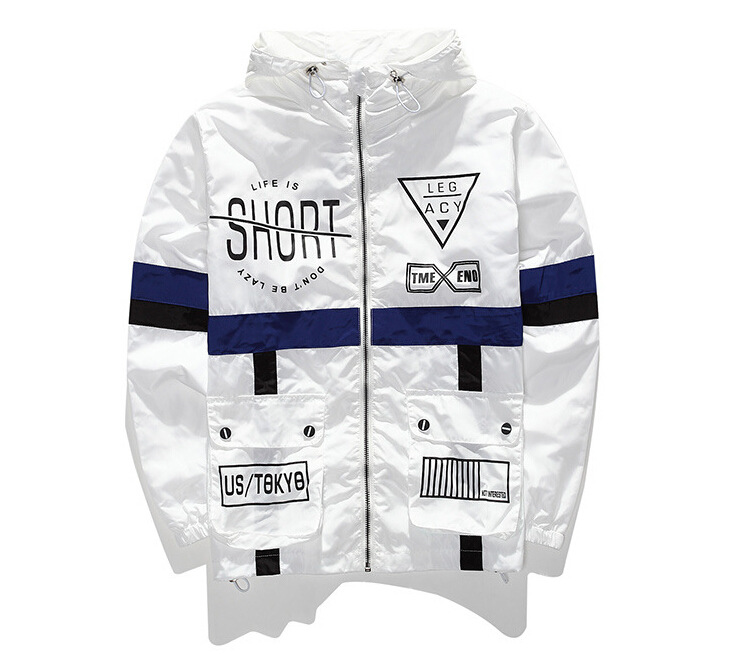 Women's and Men's Jackets Spring and Autumn Three tone 3D Pocket Hooded Jacket Outdoor Sports Street Dance Hip Hop Windbreaker Coat