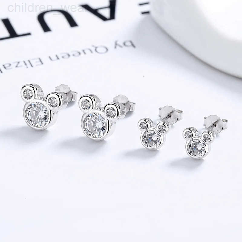 Disney 100% 925 Sterling Silver Jewelry Small and Exquisite Zircon Cute Cartoon Mickey Stud Earrings for Women W20250716