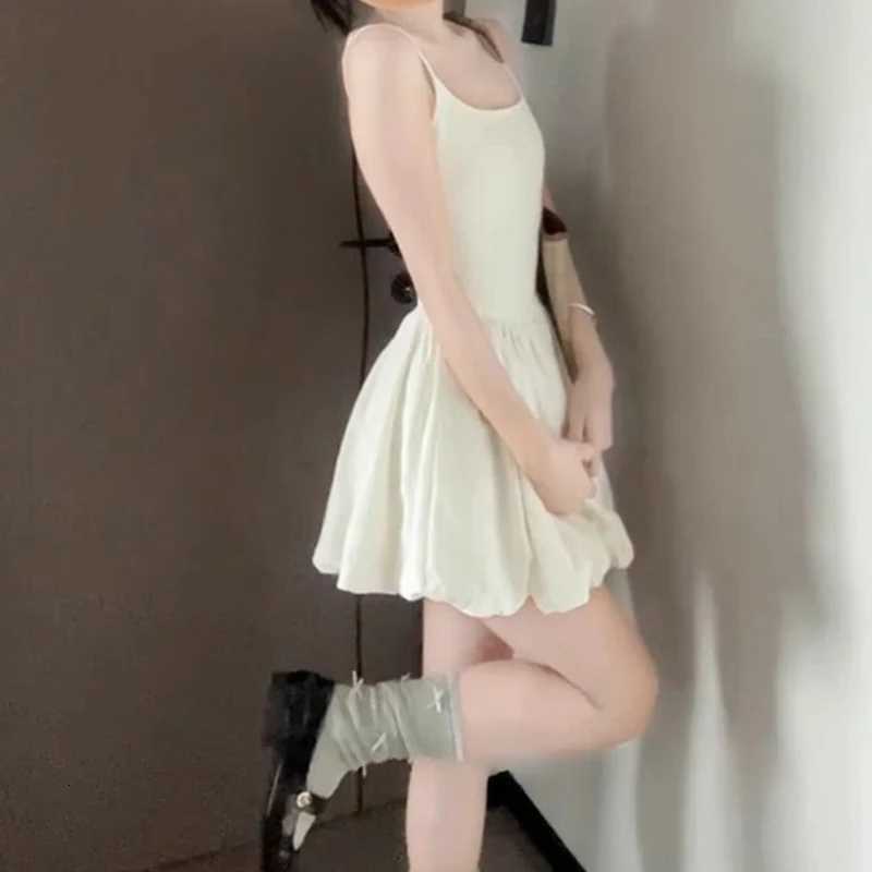 French Solid Ruffle Short Dress Women Elegant Spaghetti Strap Slim Dresses Woman Spring Summer Bodycon Sleeveless Dress Mujer R250716