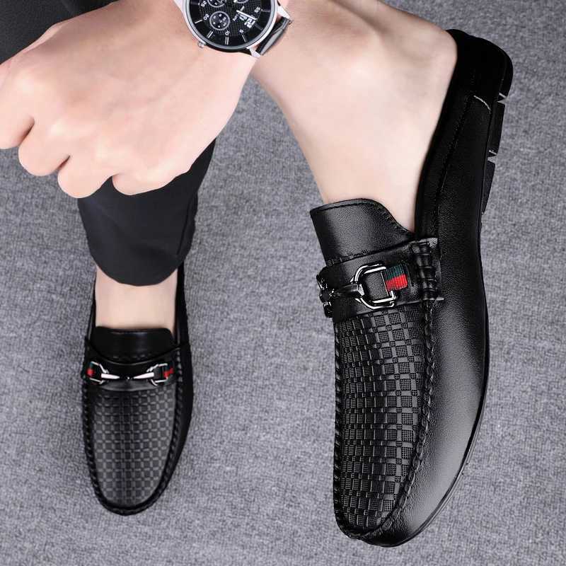 Mens Summer Fashion First Layer Cowhide Casual Mules Male Breathable Comfy Trendy Half Loafers Leisure Genuine Leather Sandals W250716