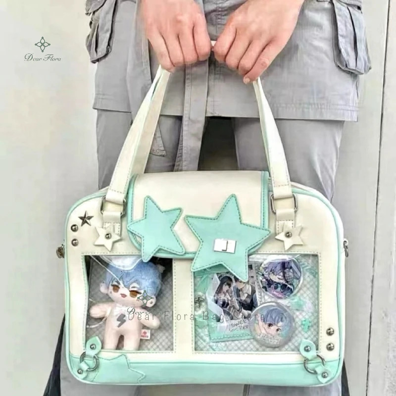 Y2K Trendy Star Ita Bag Lolita Girl Transparent Pocket Fashion Crossbody Bag Womens DIY Display Shoulder Bag Cute Purse Handbag 250714