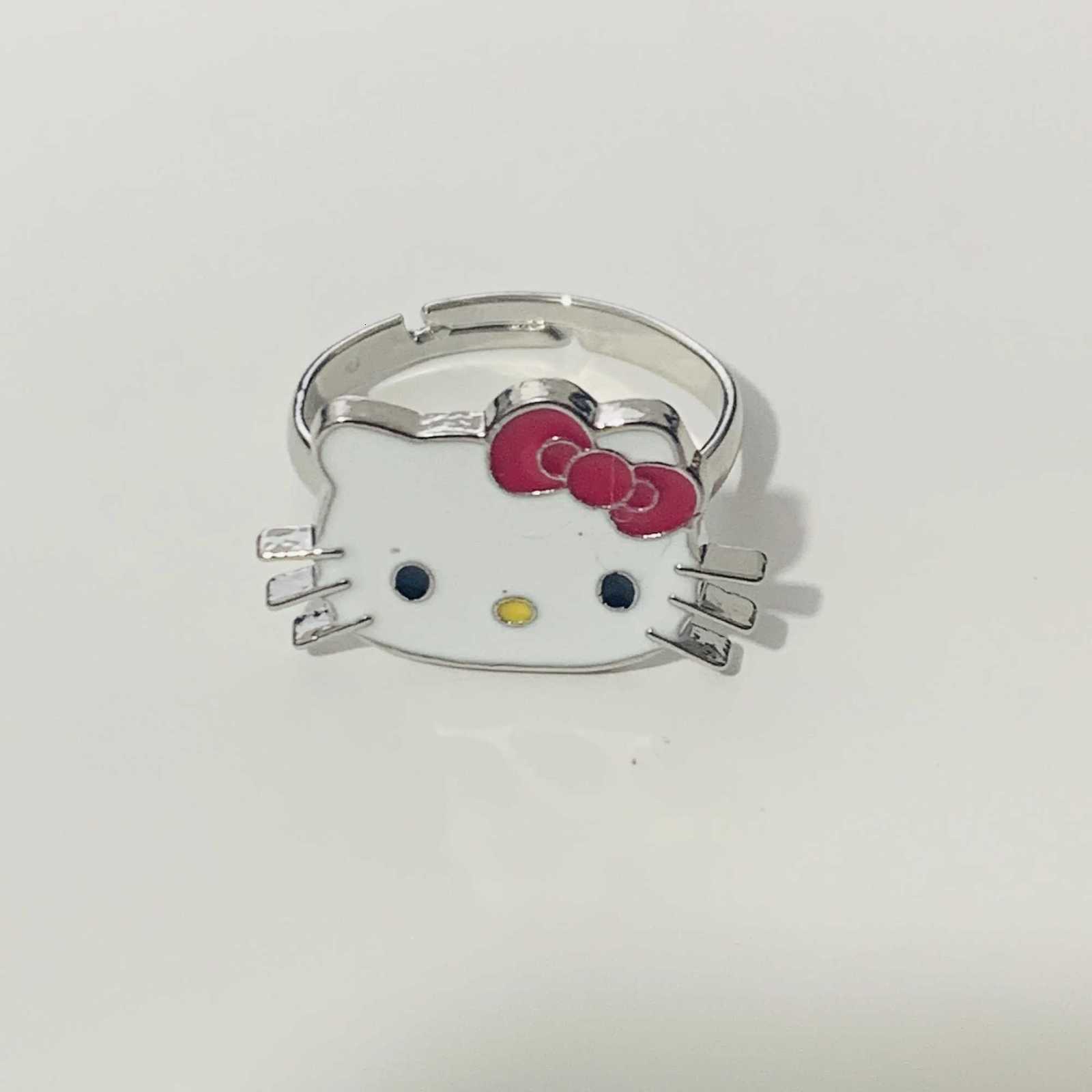 Sanrio Cute Hello Kitty Rings Anime Sanrio Couple Fashion Adjustable Diamond Rings For Men Women Jewelry Kids Gifts w250716