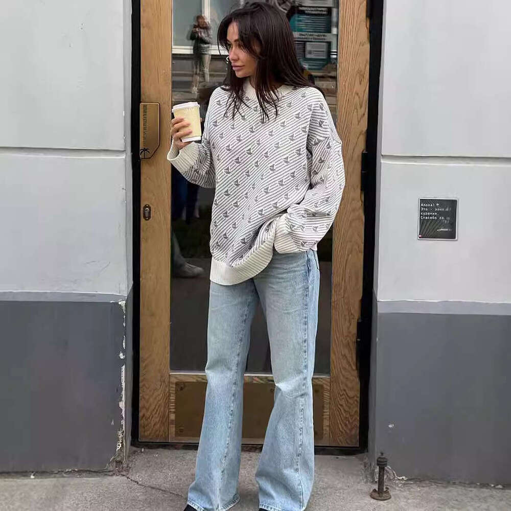 Round Neck Sailboat Winter New Style Elegant Commuter Versatile Loose Knitted Pullover Sweater B5