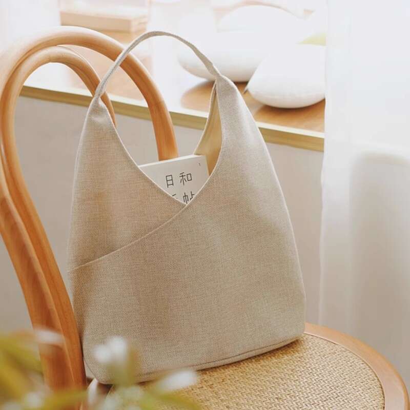 Niche Design Cotton Linen Canvas for Women, Single Shoulder Handbag, Casual Commuter Versatile Large Capacity Portable Tote Bag