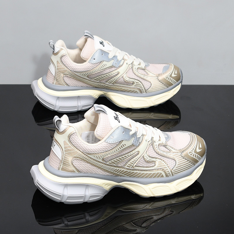 hot free shipping designer Running Shoes Fashionable versatile mens shoes breathable comfortable thick soled height increasing shoes Gold Silver