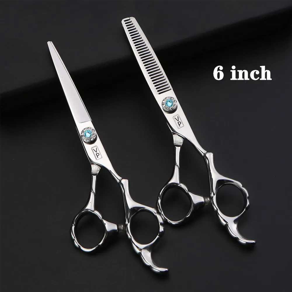 Japan Steel 6.0 Inch Professional Hairdressing Scissors Barber Scissors Set Cutting Shears Thinning Scissors Haircut Accessories W250716