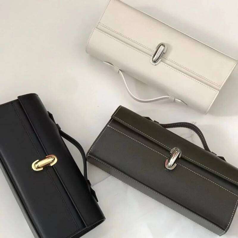 Brand Genuine Leather Small Square Bag Rectangular Baguette Tote Women's Simple Handbag