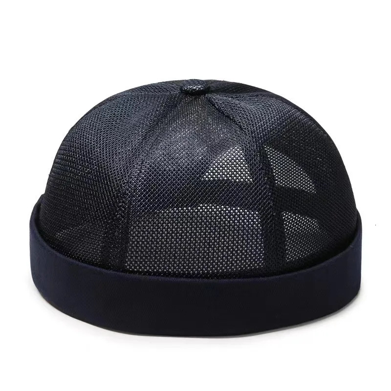 Unisex Mesh Brimless Skullcap Hip Hop Sailor Summer Cap with Rolled Cuff Breathable Beanie Hat for Men Women 250715