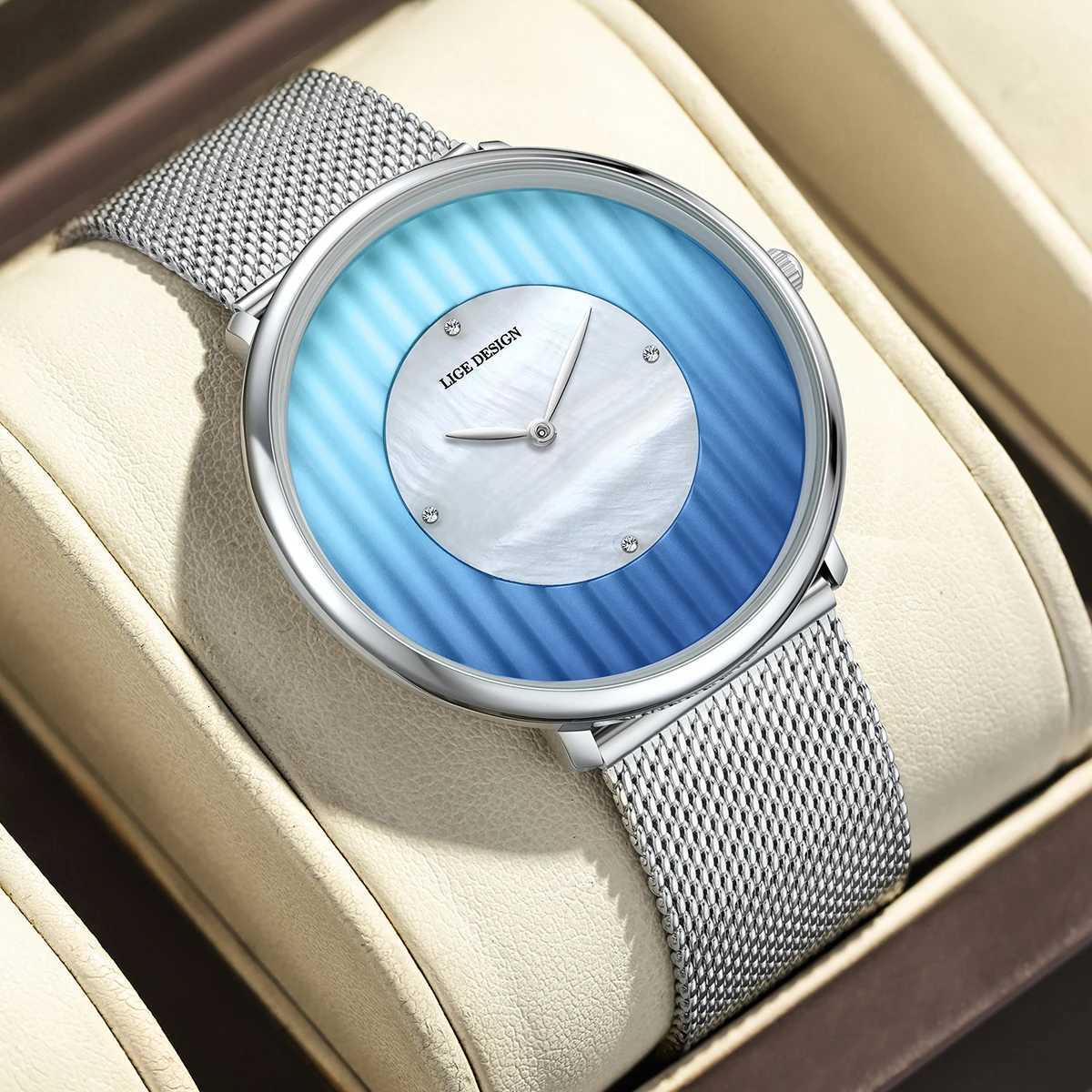 LIGE Fashion Quartz Women Luxury Ladies Dr Wrist Mesh Belt Waterproof Fem es Girls Clocks Relogio Fnino Y250715