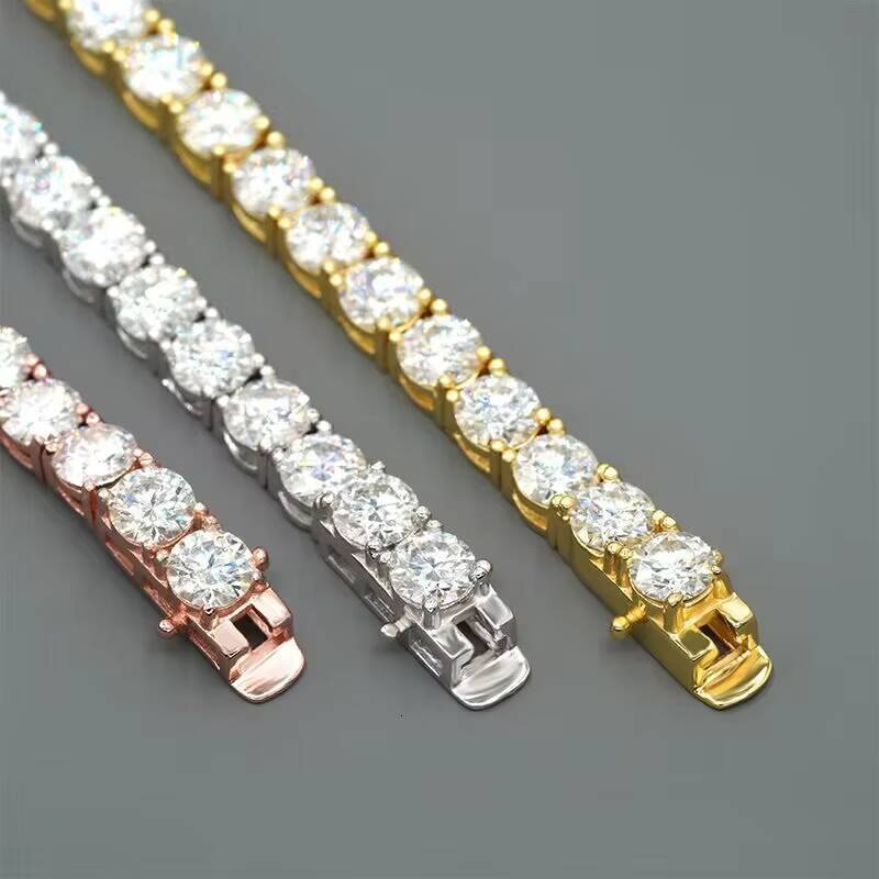 Luxury Men Women Hip Hop Iced Out Fine Jewelry 2MM 3MM 4MM 5MM Lab Diamond S925 Silver Vvs Moissanite Tennis Chain Bracelet