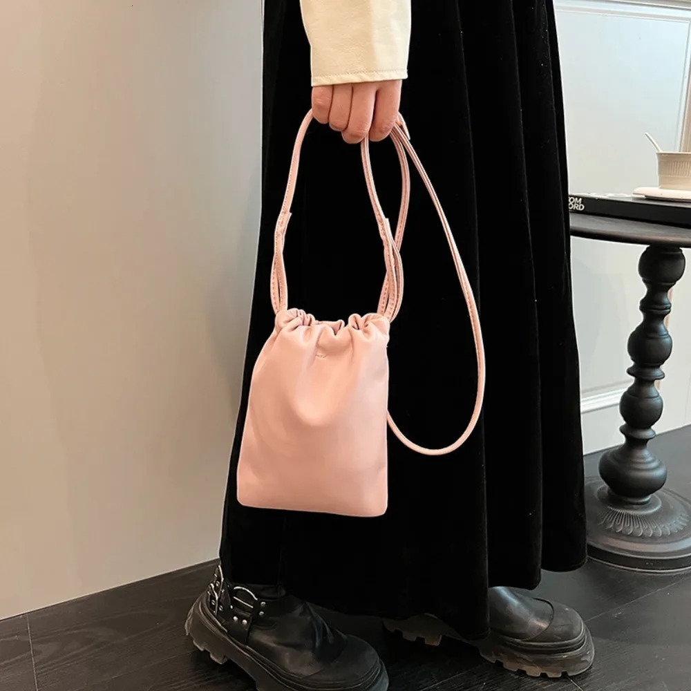 Pu Leather Women Handbags Large Capacity Candy Color Crossbody Bags Solid Flap Mini Bucket Bag 250714