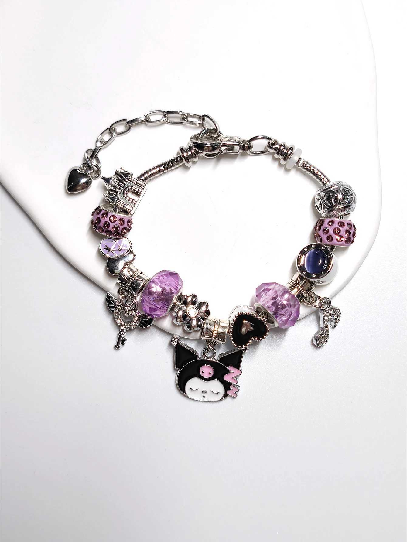 Sanrio 1Pcs Cartoon Anime Kuromi Charm Bracelet for Men and Women Fashion Kawaii Adjustable Bangle Chains Birthday Gifts Accessory Toy w250716