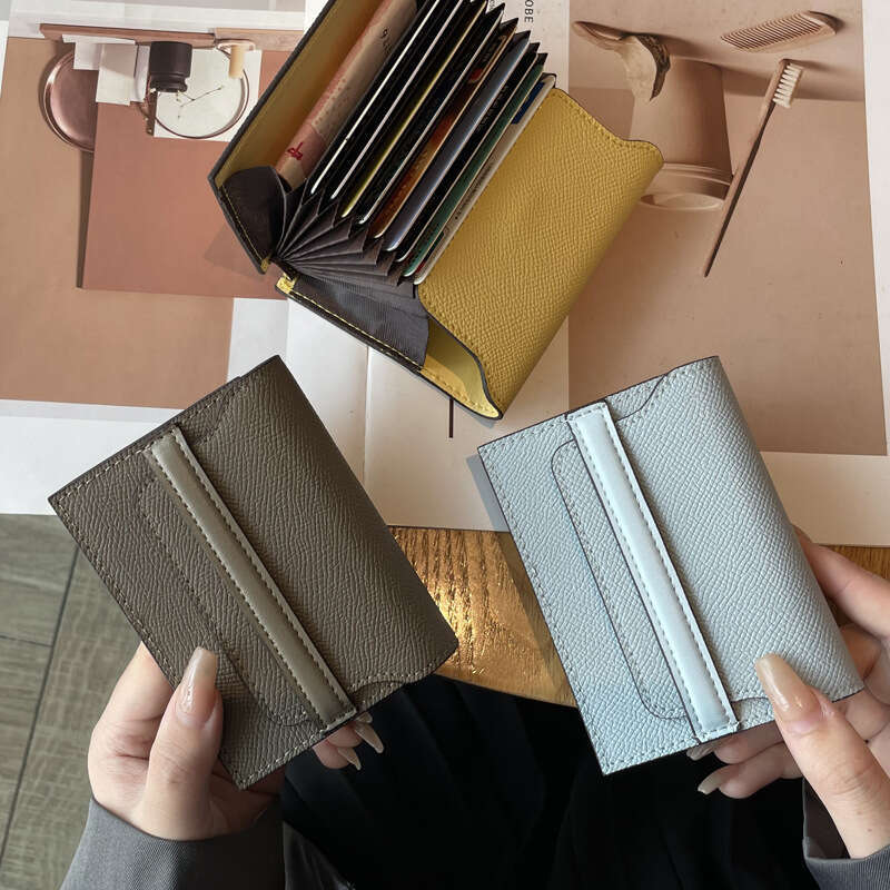 Anti-Magnetic for Women, Genuine Leather, Large Capacity, Multiple Slots, New Niche Design, Simple Fashion, Compact Mini Card Holder