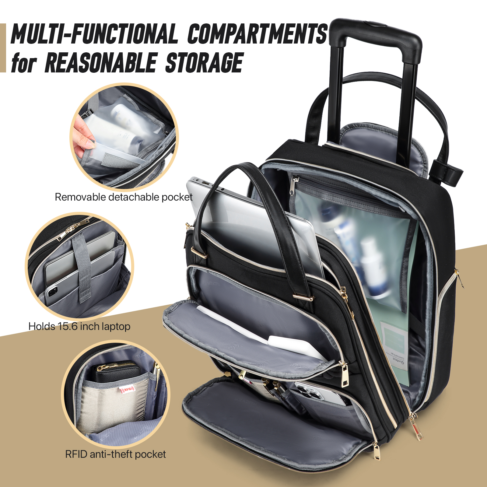 Carry-On Underseat Luggage with Wheels,Underseat Lightweight Suitcase for Women Men,16 inch Airlines Luggage for Overnight Business Travel