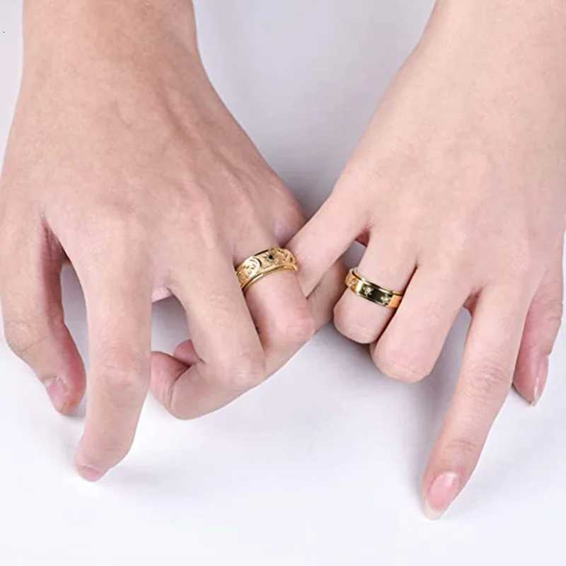 Spinning Anxiety Relaxing Ring With Star And Moon For Women Stainless Steel Rotate Freely Fidget Spinner Rings Bohemia Jewelry S250716