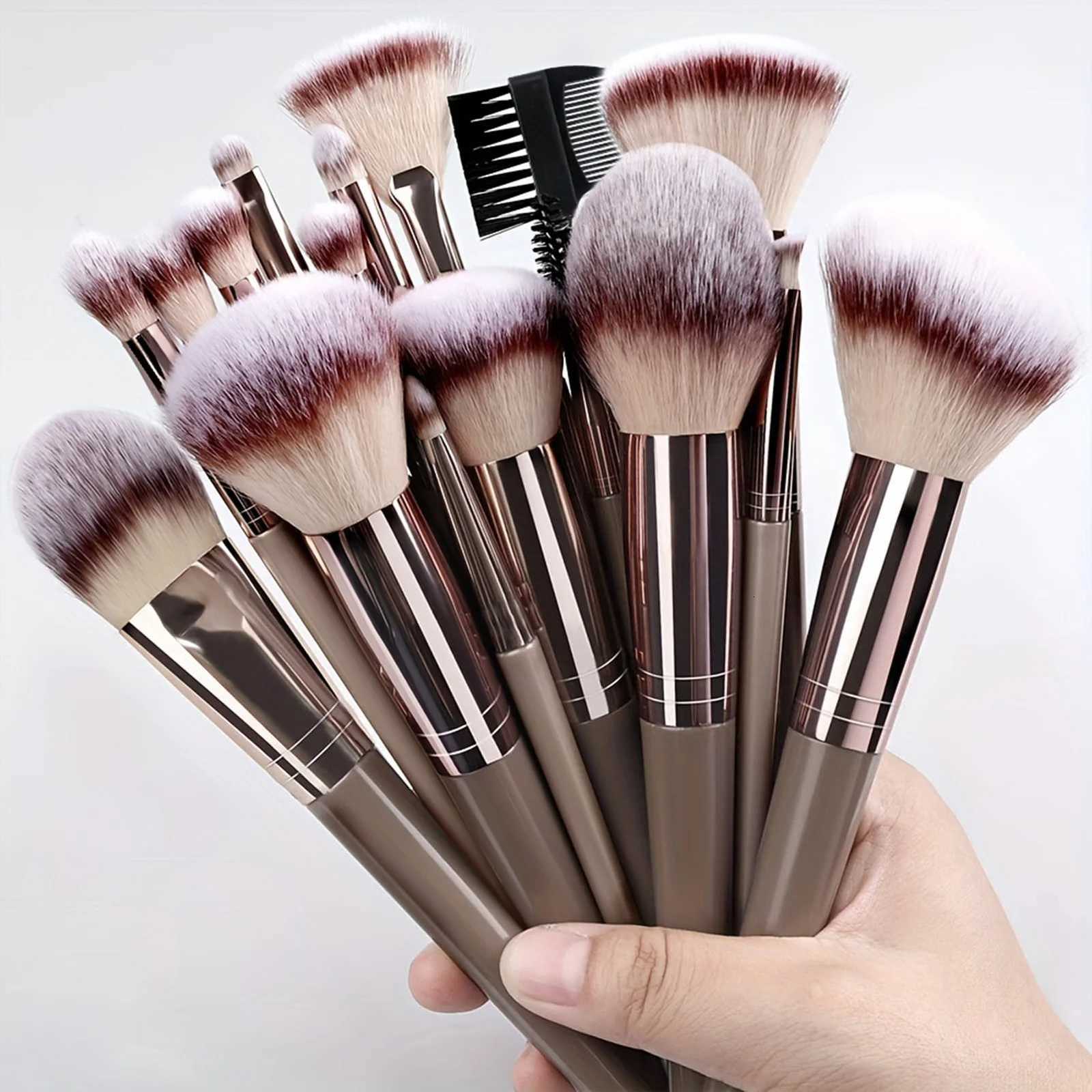 15/20pcs Beauty Makeup Brushes Set with Plastic Handle Soft Fiber Makeup Brushes for Daily Professional Makeup Beauty Tools XJ2500716