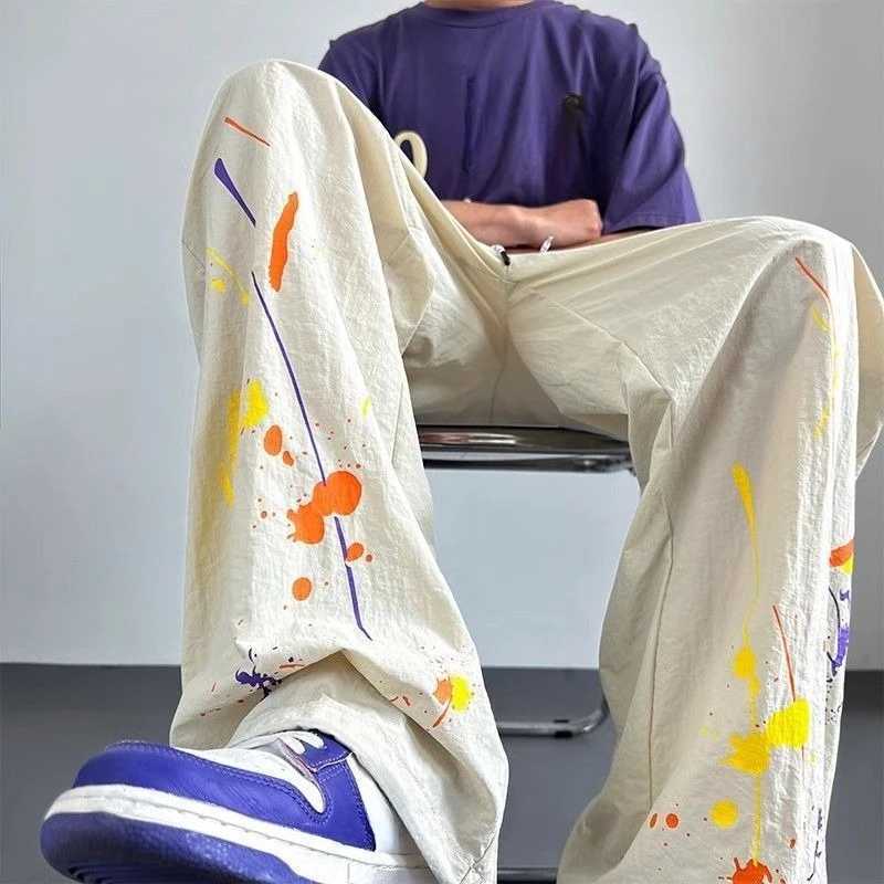 Graffiti Thin Baggy Casual Straight Pants Man Summer Low Price Stylish Original Clothing Vintage Y2k Cheap Long Trousers for Men y250716