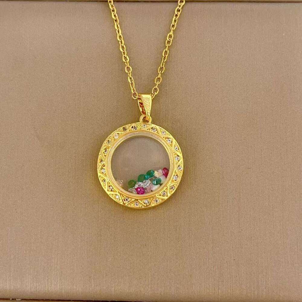 New Design Round Glass Photo Frame Pendant Fashionable Non-Allergenic Non-Fading Necklace For Women Titanium Steel Collarbone Chain 21D