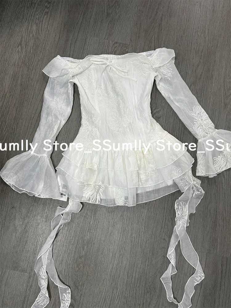 France Sweet Off Shoulder One Piece Dress Women Elegant Sexy Slim Party Clothes Female Korean Chic Design Fairy Dresses 2025 New R250716