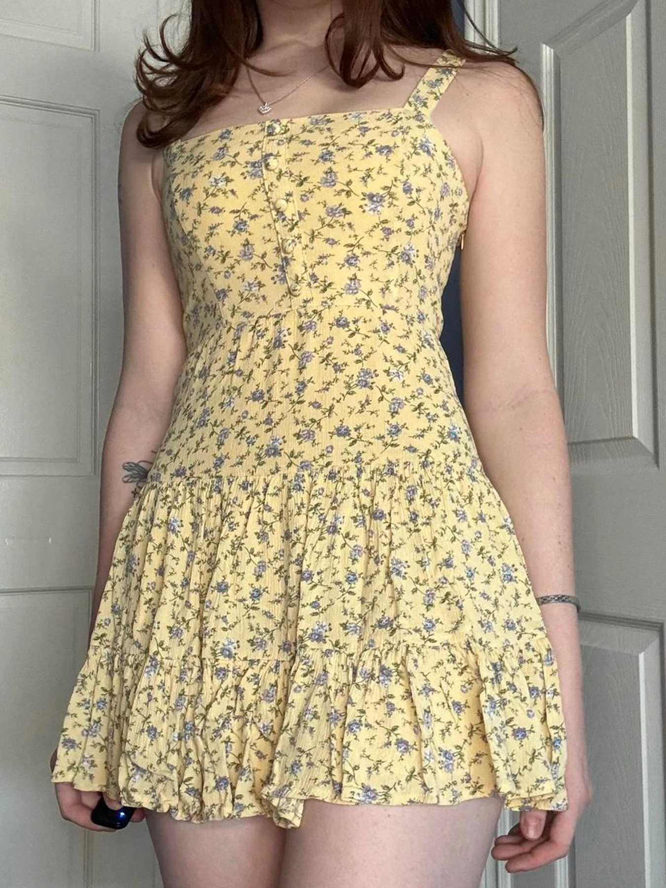 Fashion Small Flowers Prints Summer Womens Camisole Dress Slim Simple Sweet Prairie Chic Mini Dresses R250716