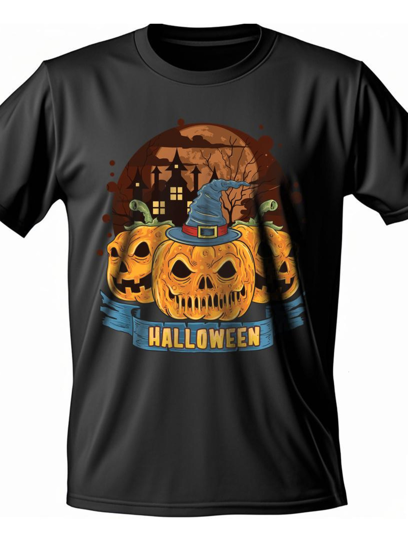 VogueEpoch 180g White Men Round collar T Shirts Short sleeve black Adult S-3XL Cotton Skull Halloween Wed 30