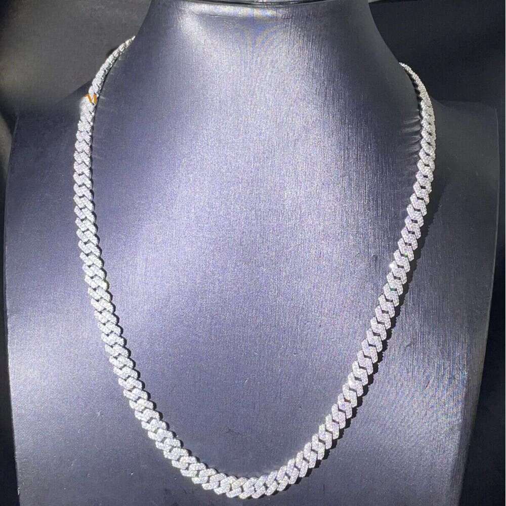 Pass 100% diamond testSterling Sier Moissanite with 8mm GRA Ice Out Cuban Chain and Rapper Necklace