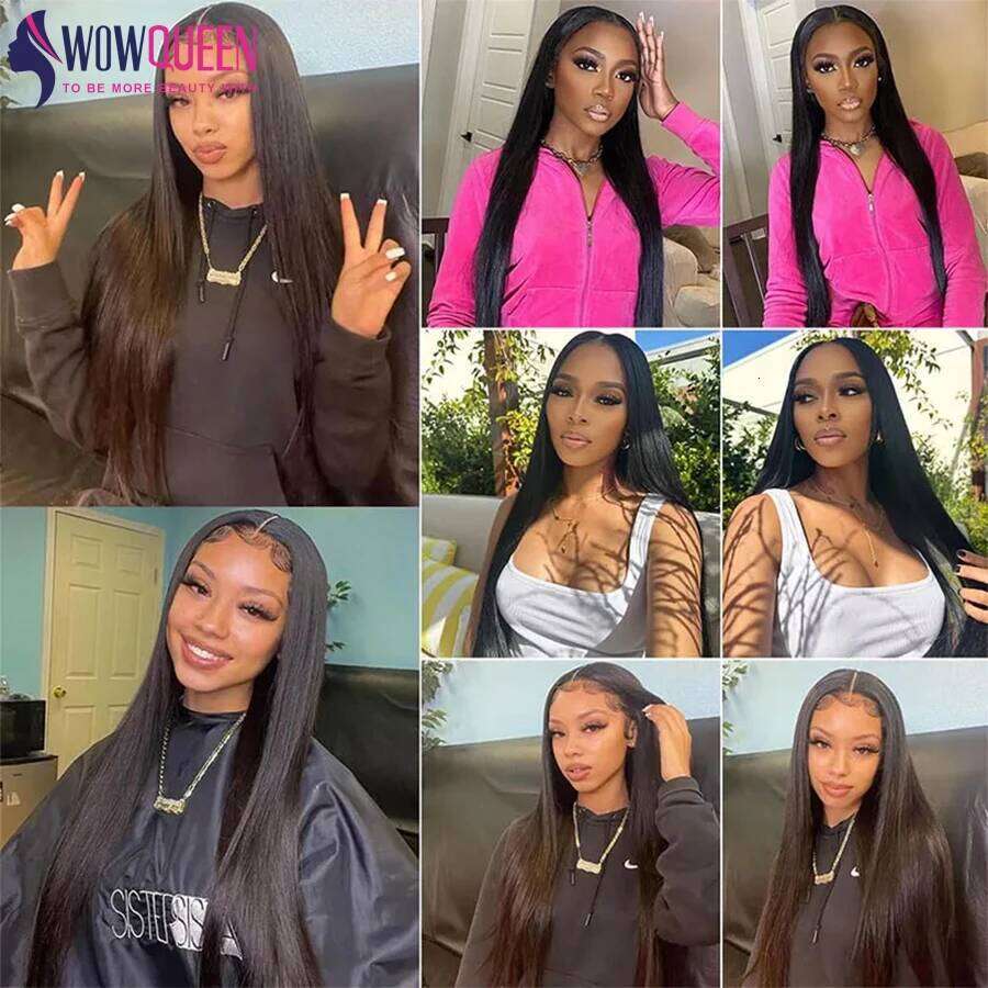 Straight Human Closure 2X6 4X4 Raw Brazilian Hair Extensions Weave 3 4 Bundles With 13X4 Transparent Frontal