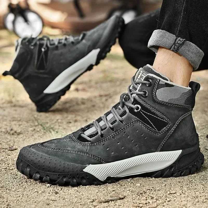 2024 Men Shoes New Fashion Genuine Leather Casual Sport Shoes Youth Sneakers Hot Outdoor Skidproof Cow Leather Climbing Shoes W250716