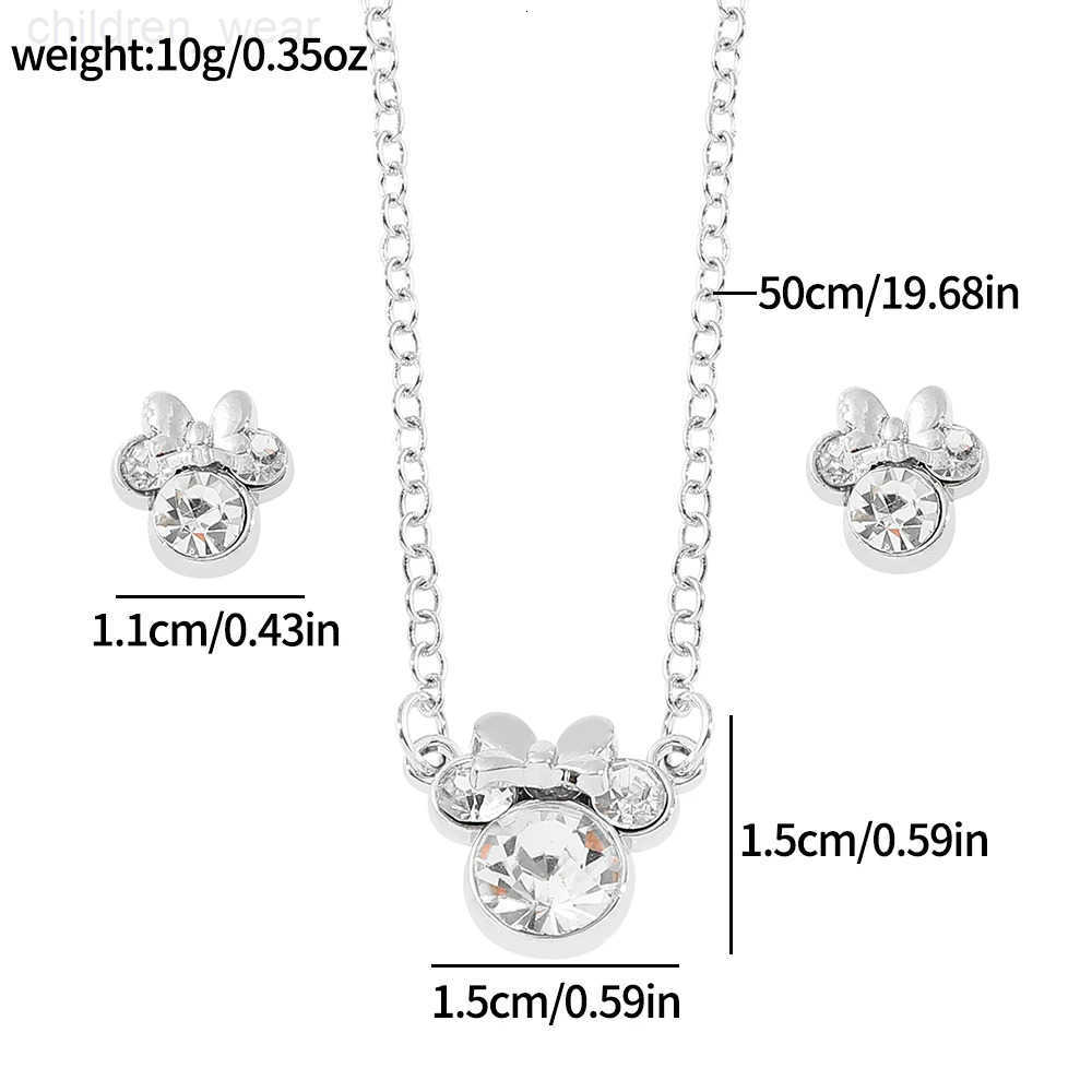 Disney Simple Shiny Zircon Minnie Pendant Necklaces Earrings for Women Girls Jewelry Set Collar Accessories Gift W20250716