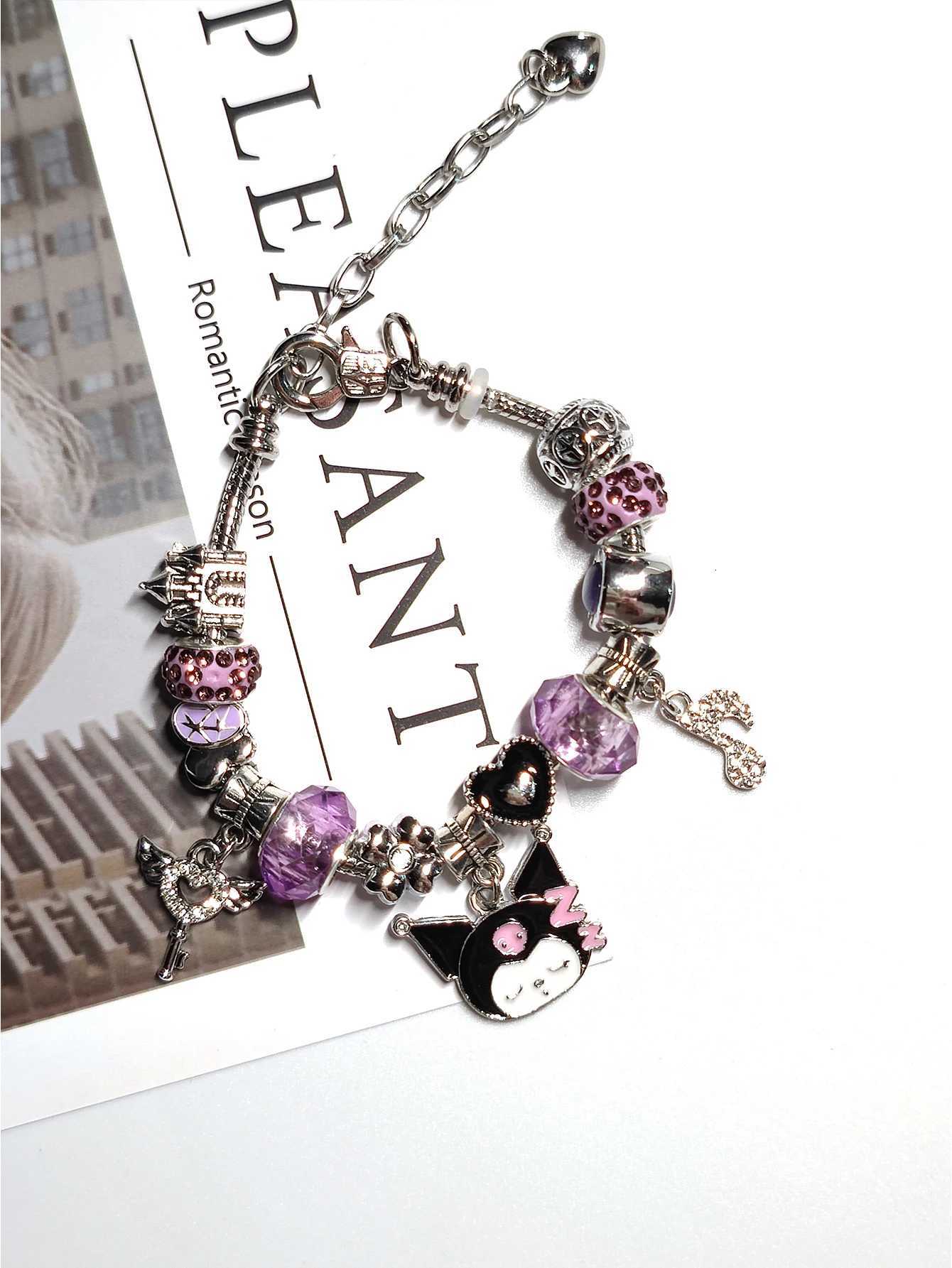 Sanrio 1Pcs Cartoon Anime Kuromi Charm Bracelet for Men and Women Fashion Kawaii Adjustable Bangle Chains Birthday Gifts Accessory Toy w250716