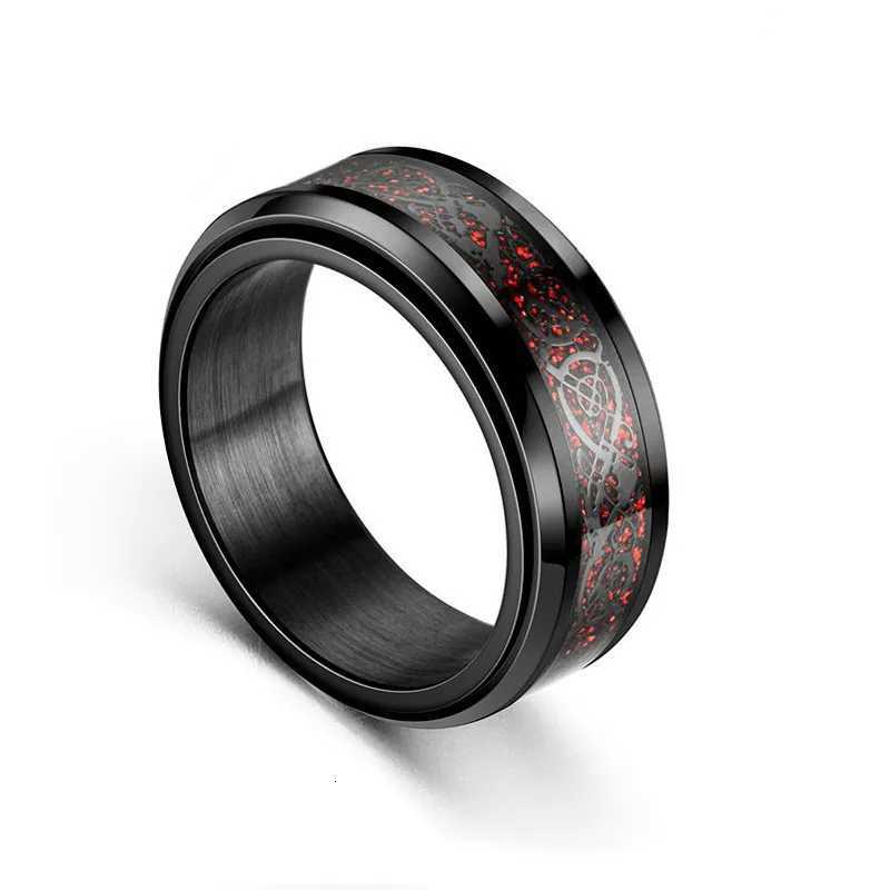 Stainless Steel Celtic Dragon Carbon Fibre Rings For Men Anti Stress And Anxiety Rotating Ring Fidget Spinner Free Shipping S250716