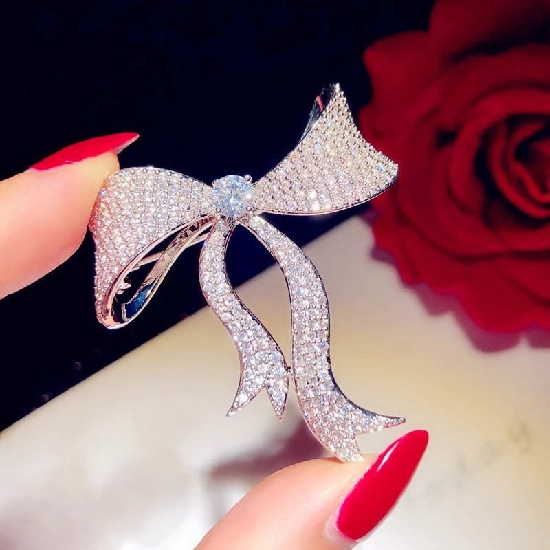 Brooches For Women Cubic Zirconia Bowknot Corsage Sweater Suit Pin Accessories Fine Jewelry Brooch Valentines Day Gift 250712