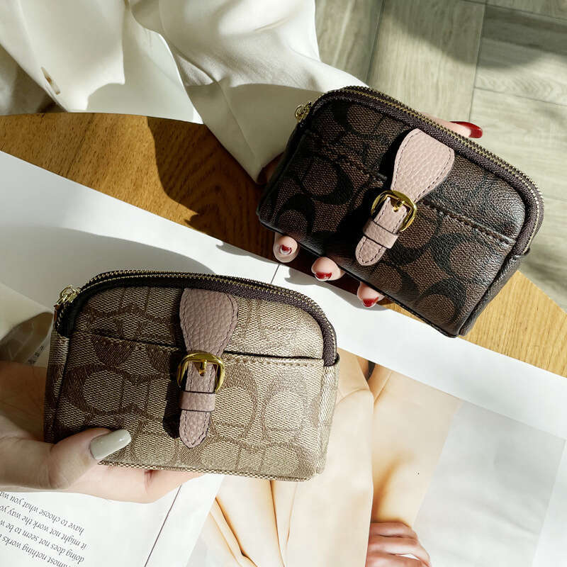 Exquisite Internet Celebrity Printed Coin Purse for Women, Zipper Multi-Functional Handheld Small Wallet, Large Capacity High-End Clutch