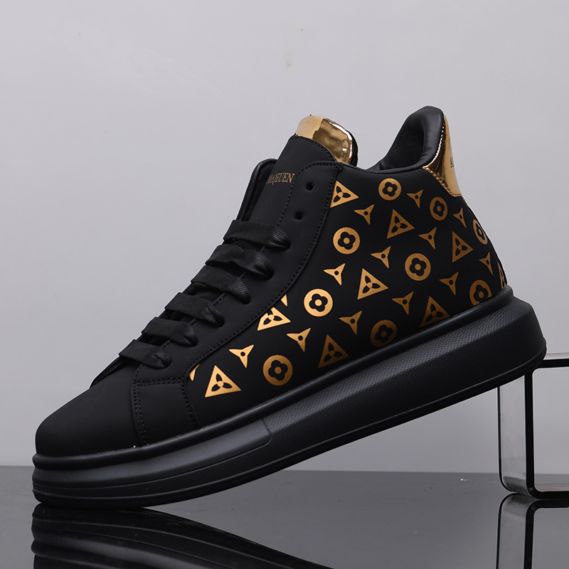hot free shipping designer Running Shoes for men thick soled high top versatile sports and leisure shoes black white