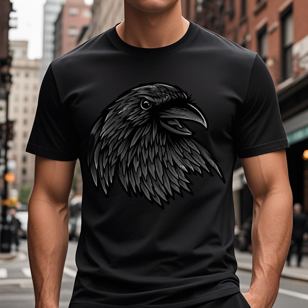 T Shirts crow Short sleeve White bird Men black S-3XL Round collar Cotton Wed f2 i