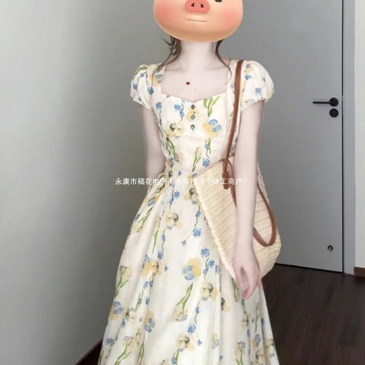 2025 New Early Summer Outfit Floral Dress Super Beautiful Unique Dopamine Plus Size Waist-Cinching for Women