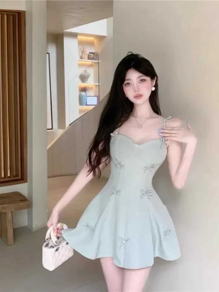 Topanoma Women Evening Dresses Bowknot Lace Up Sleeveless Slim Backless Sweet Elegant Cocktail Dress for Birthday Wedding Party R250716