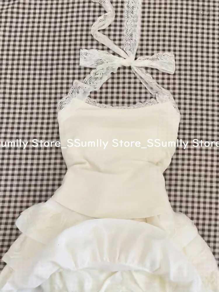 2025 Korean New Sexy Lace Design Skirt Suit Women Fairy Sweet Camisole + Puff Cake Skirt Sets Spring Ins Casual Two-Piece Set R250716