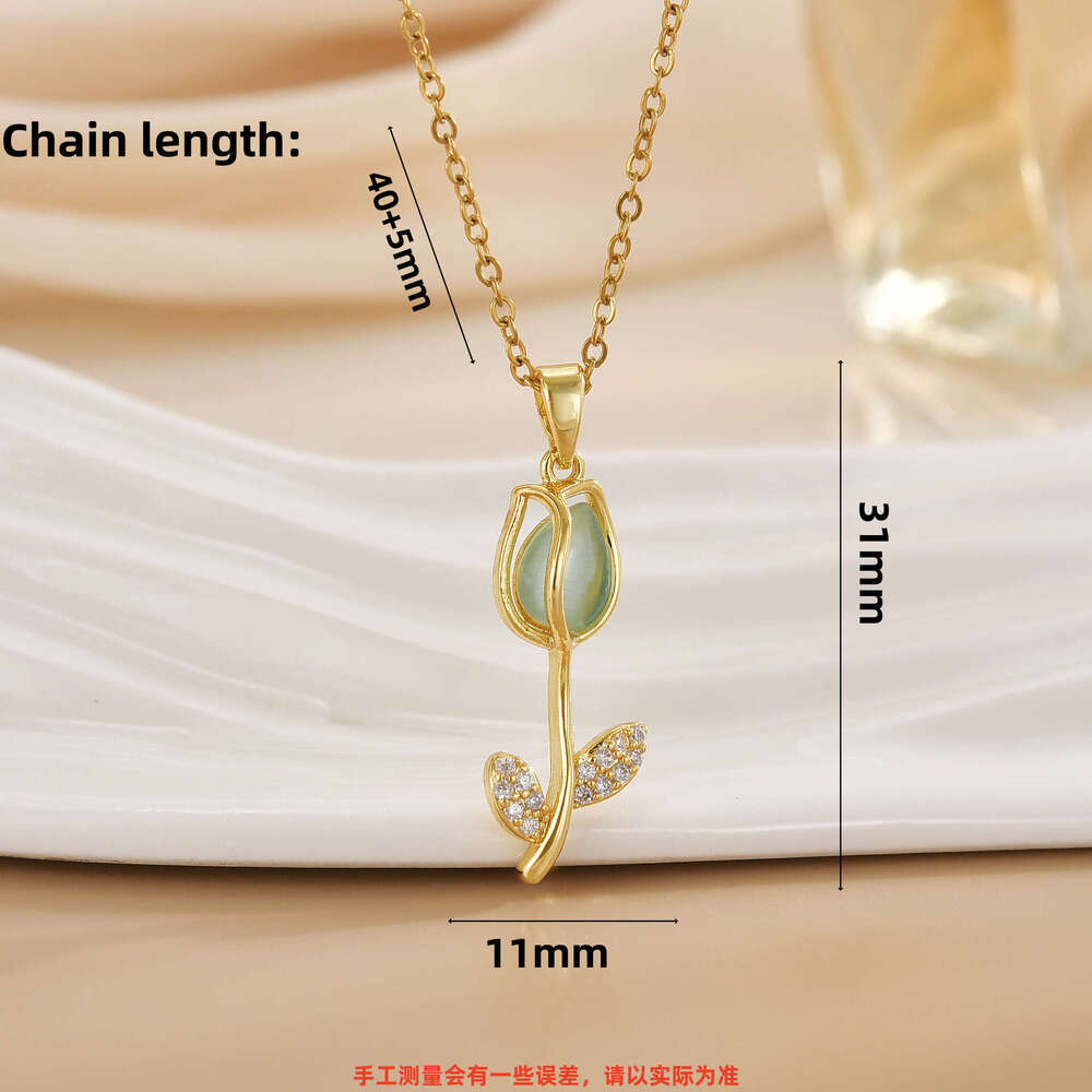 Internet Celebrity Fashion Titanium Steel Necklace For Women, Niche High-End Feel, Non-Fading Collarbone Chain, Light Versatile Tulip Jewelry 6E4