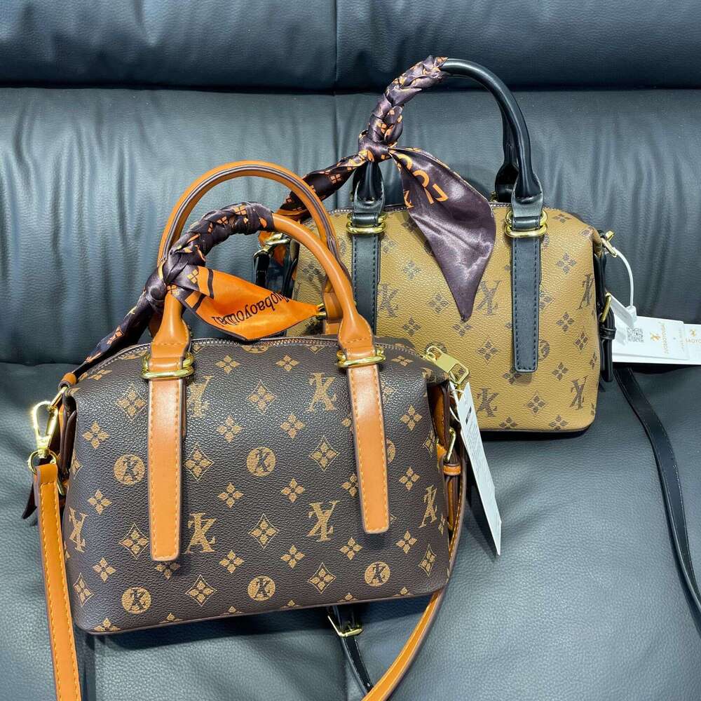 Boston Handheld Silk Scarf 2025 New Printed Bucket Shoulder Crossbody Bag for Women