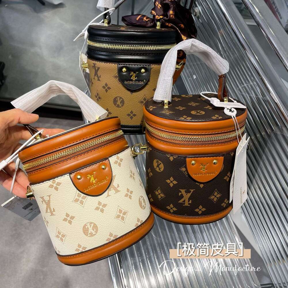 Fashion Silk Scarf Bucket 2025 Early Spring New Women's Bag Fortune Tube Old Flower Letter Handbag Niche Brand