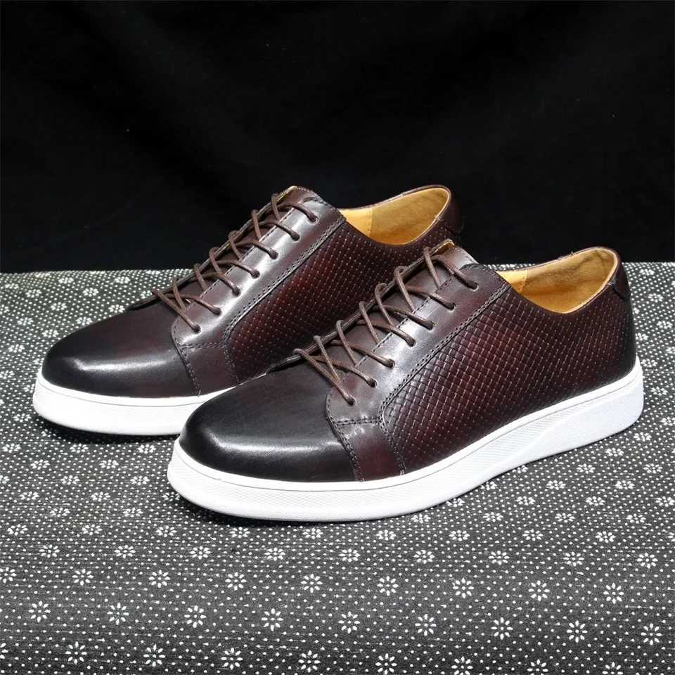 Mens Classic Derby Casual Shoes Cow Genuine Leather Lace-Up Comfortable Driving Sneakers Flat Original Style for Men W250716