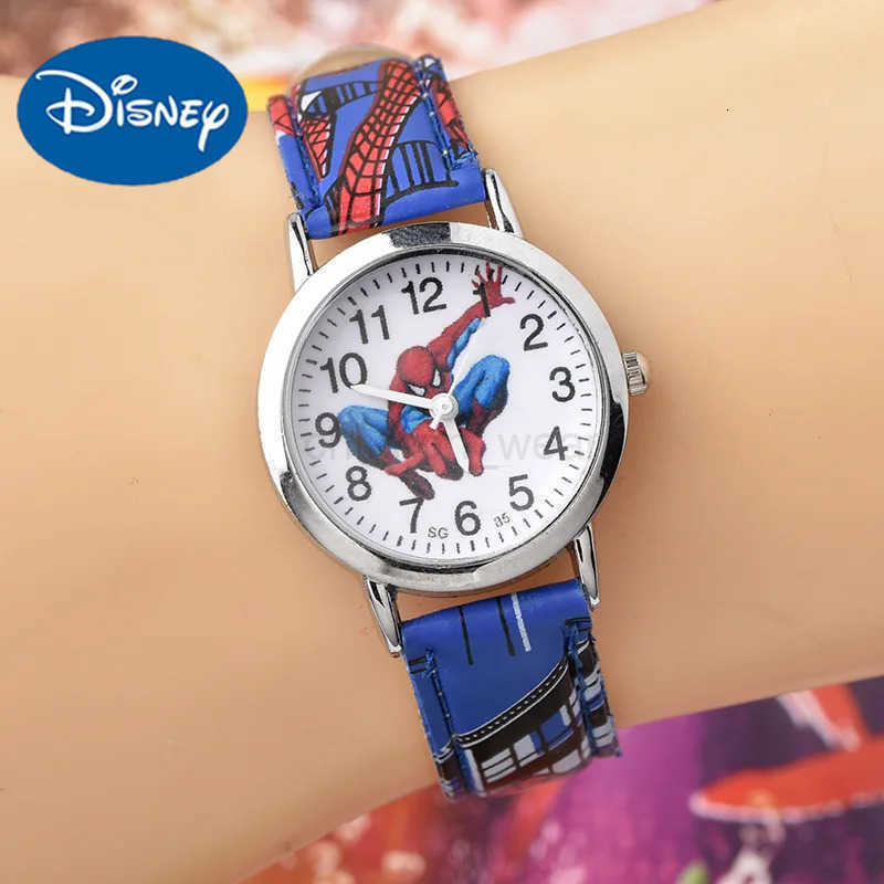 Disney Spiderman Watch Cute Cartoon Watch Kids Watches Boys Christmas Gift Leather Quartz Watch W20250716