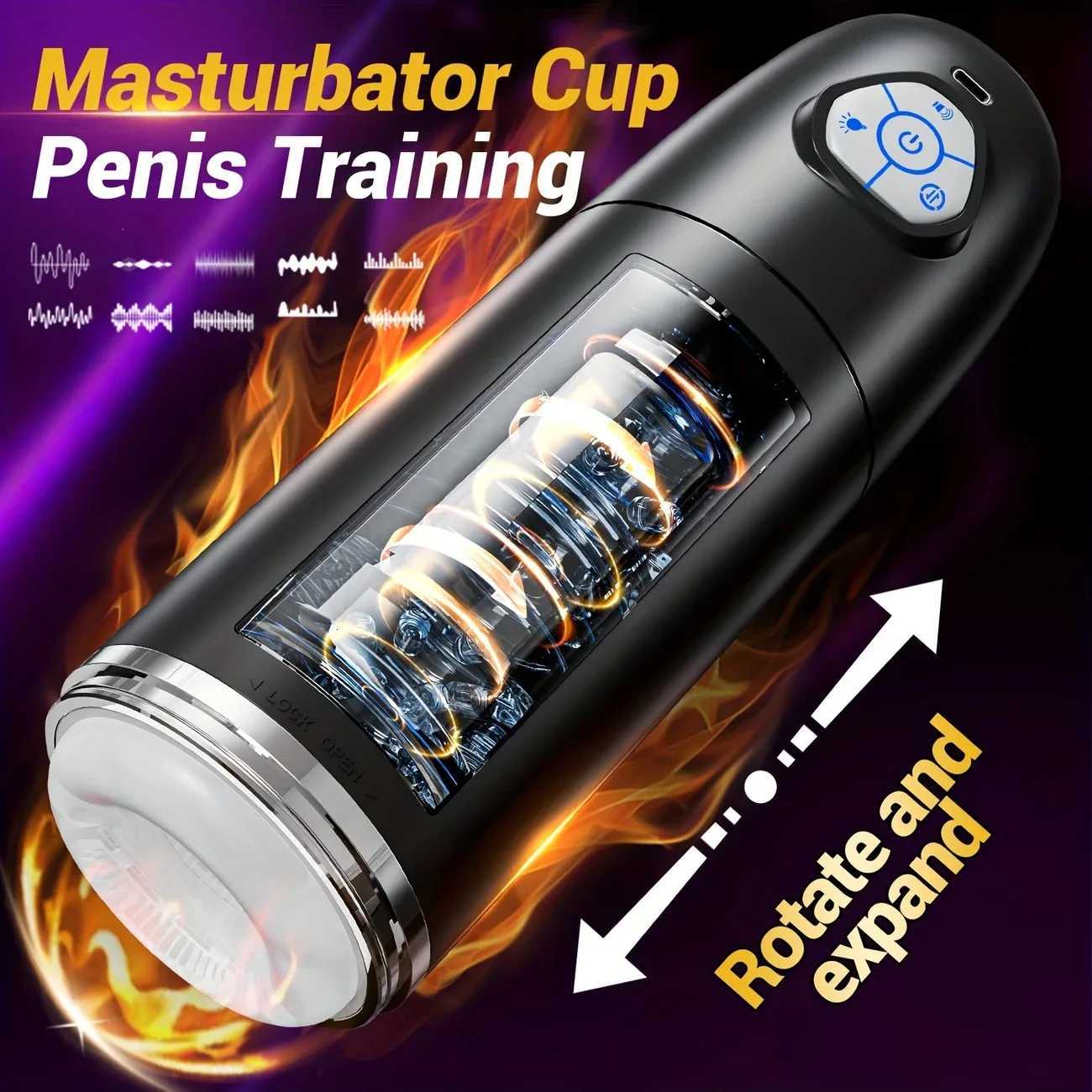 Automatic Male Masturbator Penis Pump With 10 Rotating Thrusting Modes Blowjob Pocket Pussy Sex Machine Adult Toy Male VibratorXJ250715