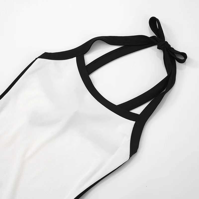 CUTE NOVA Womens Summer New Color Collision Hanging Neck Tie Sexy Backpack Hip Dress Comfortable Simple Athleisure Y2K Dresses R250716