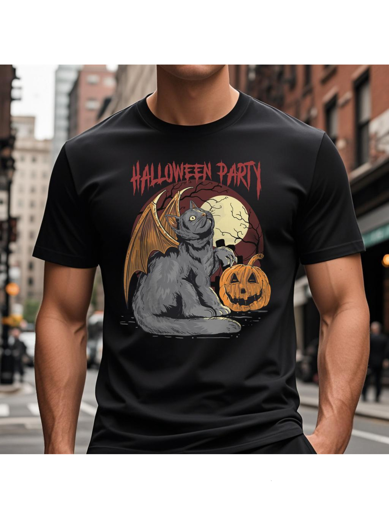 VogueEpoch Adult 180g Cotton T Shirts Men Skull text Short sleeve Round collar black S-3XL White Halloween Wed 07