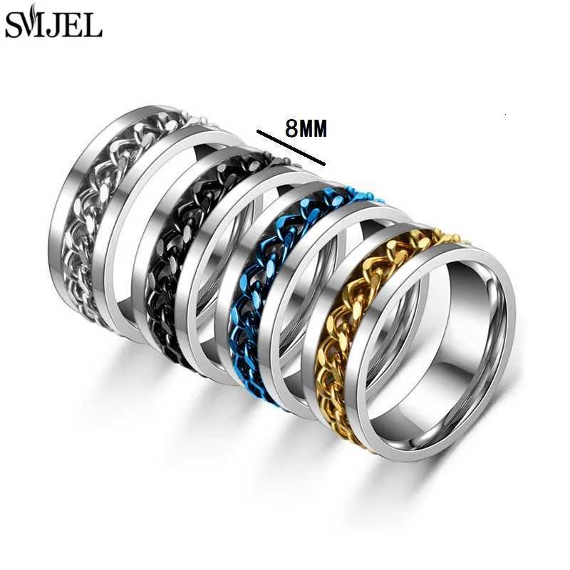 Cool Titanium Steel Rotatable Chain Rings for Couple High Quality Multifunctional Bottle Opener Ring Spinner Jewelry Punk Gifts S250716